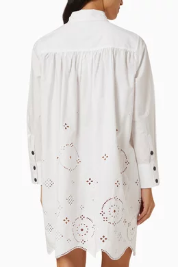 ganni broderie anglaise shirt dress Ganni Broderie Anglaise Wide Mini Shirt Dress