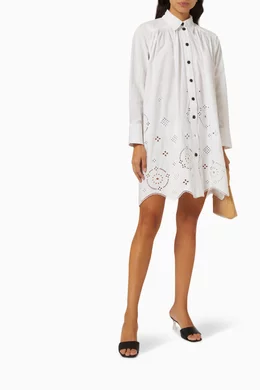 ganni broderie anglaise shirt dress GANNI White Broderie Anglaise Maxi Dress GANNI