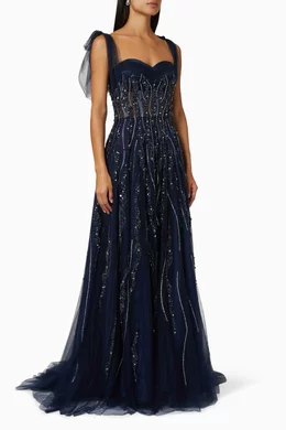 Buy Jovani Blue Sweetheart Neck Embellished Gown For Women Online