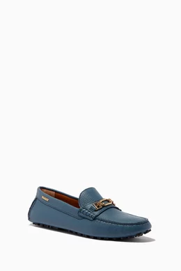Buy Bally Blue Lezy Loafers in Leather For Women Online | Ounass Oman