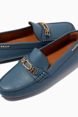 Buy Bally Blue Lezy Loafers in Leather For Women Online | Ounass Oman