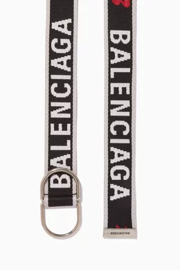 Buy Balenciaga Grey Sporty B Logo D-Ring Belt in Jacquard