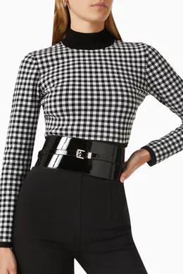 Michael Kors Collection Black Patent Leather Wide Belt Buy Michael Kors Collection Black Wide Waist Belt in Patent  main image 2