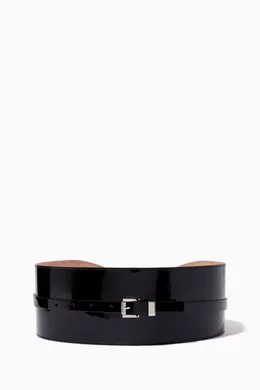 Buy Michael Kors Collection Black Wide Waist Belt in Patent 