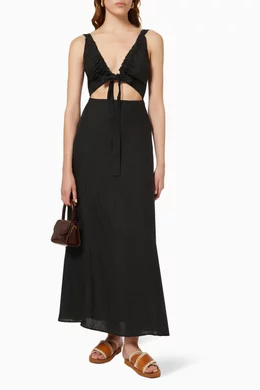 bondi born tobago linen dress Buy BONDI BORN Black Tobago Maxi Dress in Organic Linen For Women Online