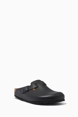 Buy Birkenstock Black Boston Sandals in Smooth Leather For Men