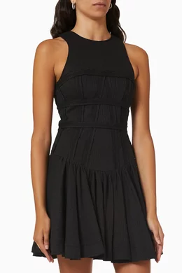aje tidal corset mini dress Buy Aje Black Tidal Corset Mini Dress in Linen For Women Online