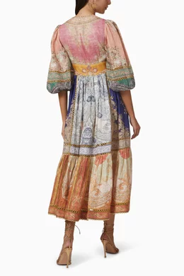 anneke lantern midi dress Buy Zimmermann Multicolour Anneke Lantern Midi Dress in Linen For Women  Online
