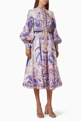 zimmermann lyre linen dress Zimmermann - Lyre Strapless Cutout Linen Midi Dress Size 0 (6)