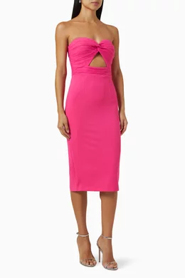 white christmas dresses Acapulco Long Sleeve Cut-Out Waist Side Split Midi Dress Black main image 1