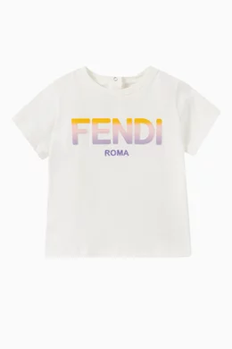 Buy Fendi Color Gradient Logo Patch T shirt in Cotton Jersey For Kids Online Ounass Oman
