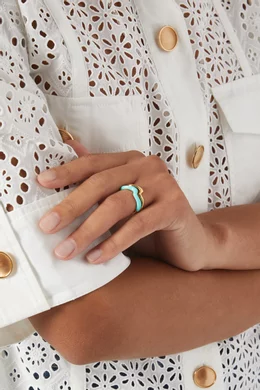 Buy Missoma Blue Squiggle Enamel Stacking Ring in 18kt Gold-plated