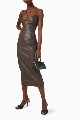 misha cary faux-leather midi dress Karina faux leather Midi Dress in Black – OUTCAST main image 0