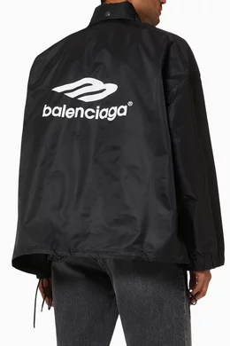 Buy Balenciaga Black 3B Sports Icon Pleated Windbreaker in Nylon