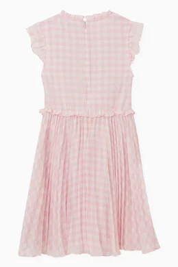 Buy Self Portrait Pink Gingham Print Smocked Dress in Chiffon For Girls  Online | Ounass Oman
