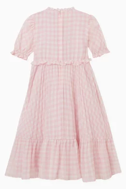 self portrait gingham printed chiffon dress SELF-PORTRAIT Gingham Pliss Chiffon Midi Dress