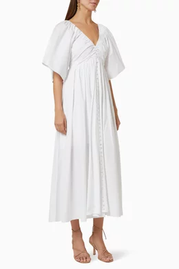 Buy Joslin White Sakura Midi Dress in Organic Cotton For Women Online |  Ounass Oman