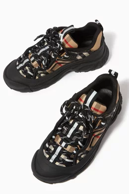 Buy Burberry Black K1 Mini Arthur Sneakers in Cotton Canvas
