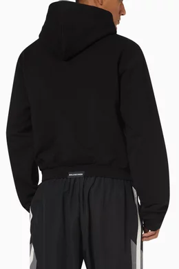 Buy Balenciaga Black Worn-Out Zip-Up Hoodie in Fleece For Men