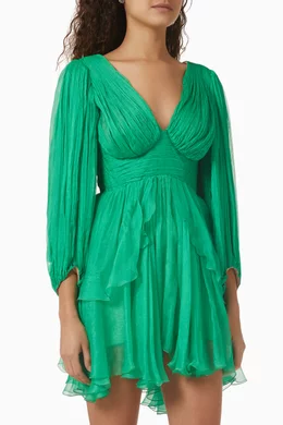 maria lucia hohan mini dress Buy Maria Lucia Hohan Green Lilo Mini Dress in Silk For Women Online