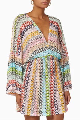 missoni short beach dress Short beach cover-up in lam viscose with macro zigzag pattern Black &  Multicoloured