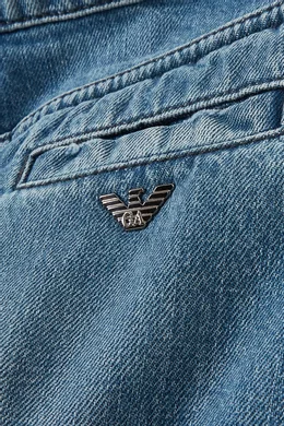 Buy Emporio Armani Blue Metal Eagle Logo Jeans in Denim For Girls