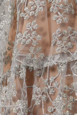 embroidered blossom tiered midi dress Kévina floral-embroidered tiered ruffled midi dress