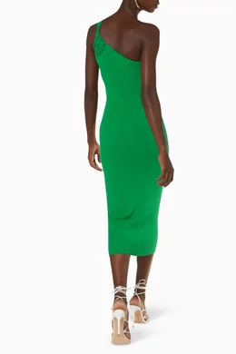 self portrait green one shoulder dress SELF-PORTRAIT