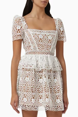 self portrait tiered guipure lace mini dress Buy Self-Portrait White Tiered Mini Dress in Guipure Lace For Women Online