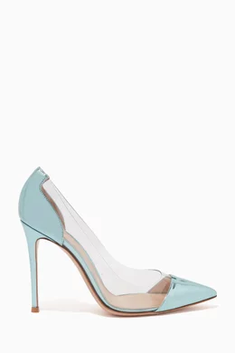 Buy Gianvito Rossi Blue Plexi 105mm Pumps in Metallic Leather For
