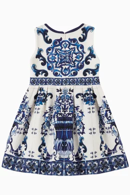Buy Dolce & Gabbana Blue Majolica Dress in Cotton For Baby Girls Online |  Ounass Oman