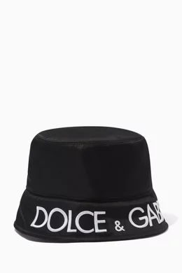 RARE Dolce & Gabbana Logo Black White Fur Bucket Hat DOLCE & GABBANA Hat Black White Stripes Mohair Fur Bucket  main image 4