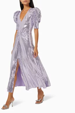 strapless open back dress Sequins maxi dress purple ROTATE Viola