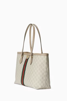 Buy Gucci Neutral Ophidia Medium Tote Bag in GG Supreme Canvas For Women Online Ounass Oman