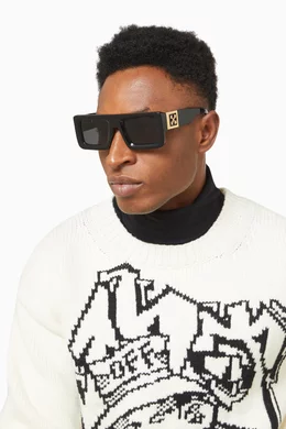 Buy Off-White Black Leonardo Sunglasses in Acetate For Men  display picture 1