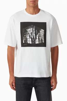 Buy Acne Studios White Square Disco Print T-shirt in Organic 