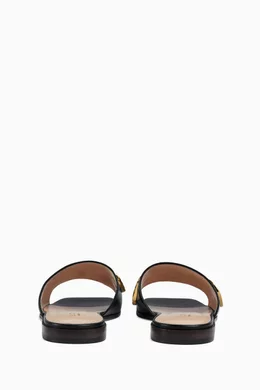 Buy Gucci Black Cara Logo Sandals in Smooth Leather For  display picture 3