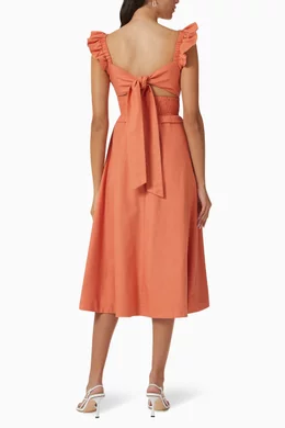 lavish alice orange dress Lavish Alice wrap detail bardot midi dress in
