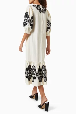 Buy Sea New York Black Manuela Midi Dress in Cotton and Linen For Women  Online | Ounass Oman