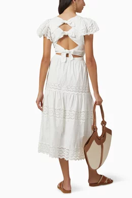 Buy Sea New York White Georgina Eyelet Midi Dress in Cotton For Women  Online | Ounass Oman