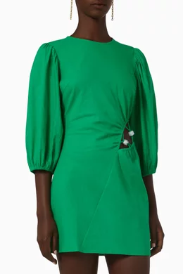 green emerald velvet dress SUBOO Nicky Asymmetric Sleeve Maxi Dress (Celery Green) – Savvy Brands main image 1