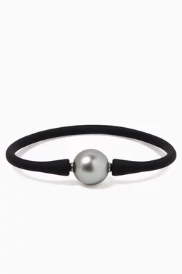 Buy Robert Wan Black Pearl Bracelet in Rubber For Women Online Ounass Oman