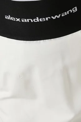 Buy Alexander Wang White Logo Elastic Mini Skirt in Cotton For