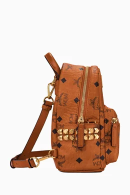 Buy MCM Brown Stark Bebe Boo Side Studs Backpack in Visetos Coated Canvas For Women Online Ounass Oman