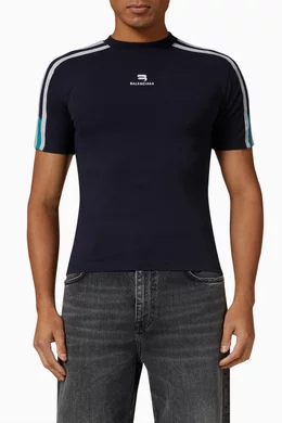 Buy Balenciaga Blue Sporty B Shrunk T-shirt in Peeling