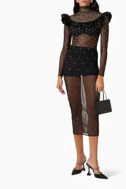 alessandra crystal mesh dress SNDYS Alessandra Mesh Maxi Dress in Sage