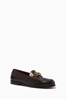 Valentino VLogo Chain Loafers in Brown Leather Valentino Garavani VLogo Chain Loafers - Men main image 4