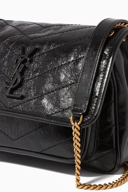 Buy SAINT LAURENT Black Baby Niki Bag in Crinkled Vintage Leather For Women Online Ounass Oman