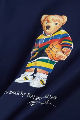 Buy Polo Ralph Lauren Blue Logo Teddy Bear T shirt in Cotton For Boys Online Ounass Oman