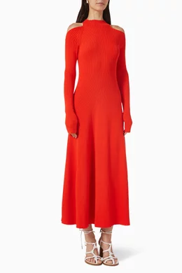 awake mode red dress A.W.A.K.E. MODE FLARED DRESS WITH ASYMMETRIC COLLAR - Day dress - red/white/ red